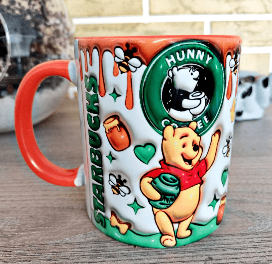 Winnie Baskı içi ve Kulpu Renkli Kupa