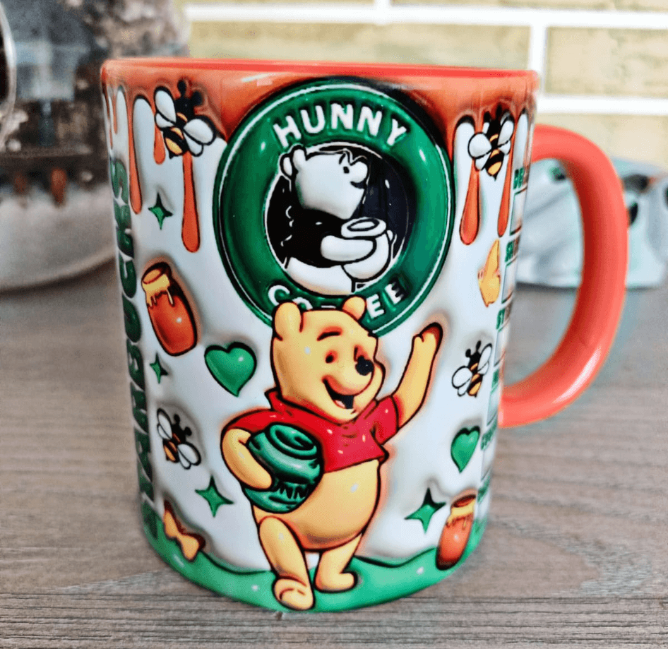 Winnie Baskı içi ve Kulpu Renkli Kupa