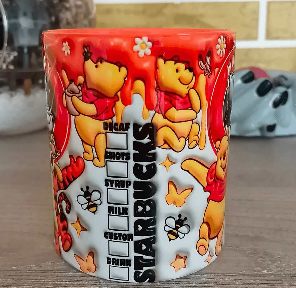 Winnie Baskı içi ve Kulpu Renkli Kupa