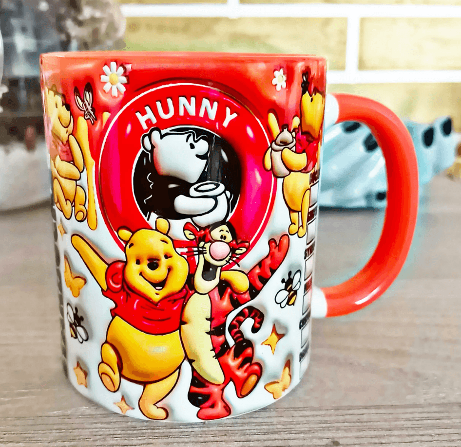 Winnie Baskı içi ve Kulpu Renkli Kupa