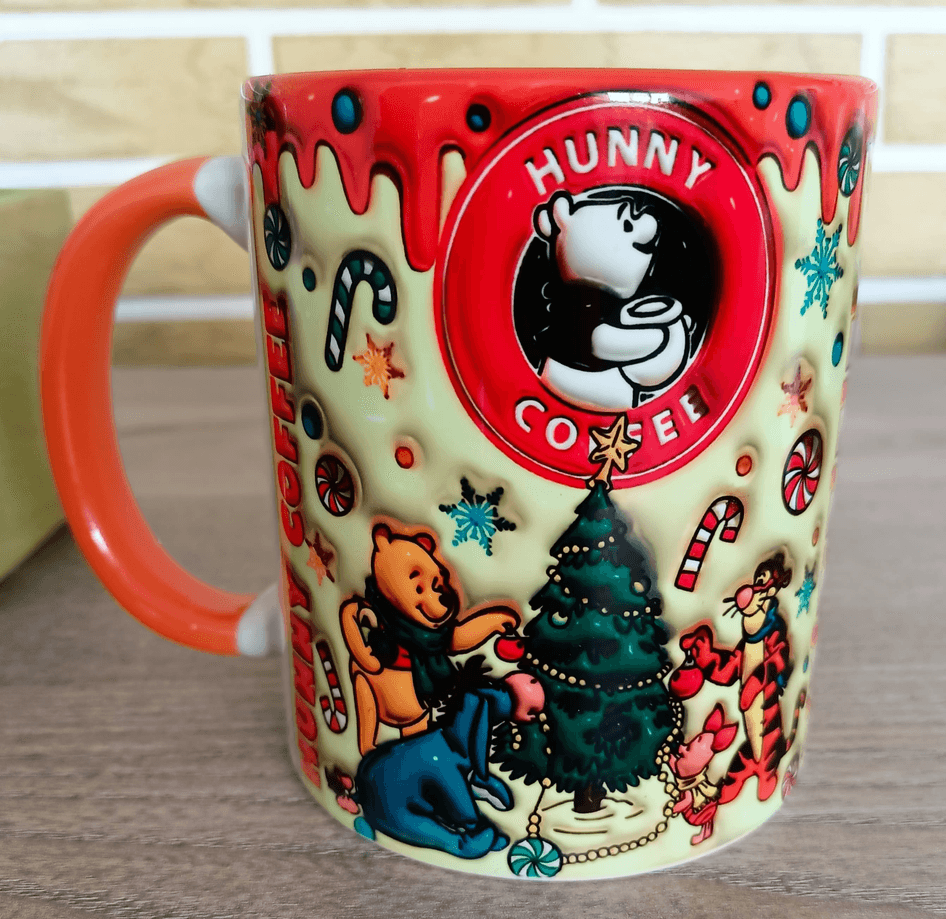 Winnie Baskı içi ve Kulpu Renkli Kupa