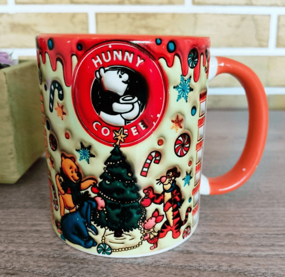 Winnie Baskı içi ve Kulpu Renkli Kupa