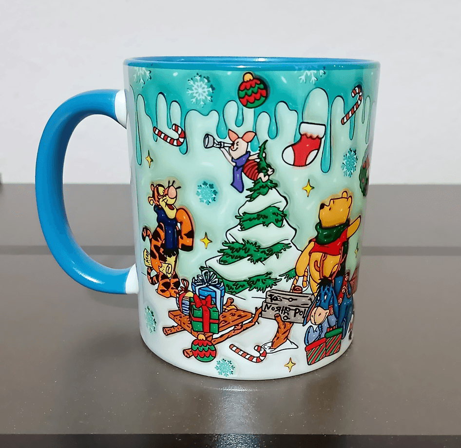 Winnie Baskı içi ve Kulpu Renkli Kupa
