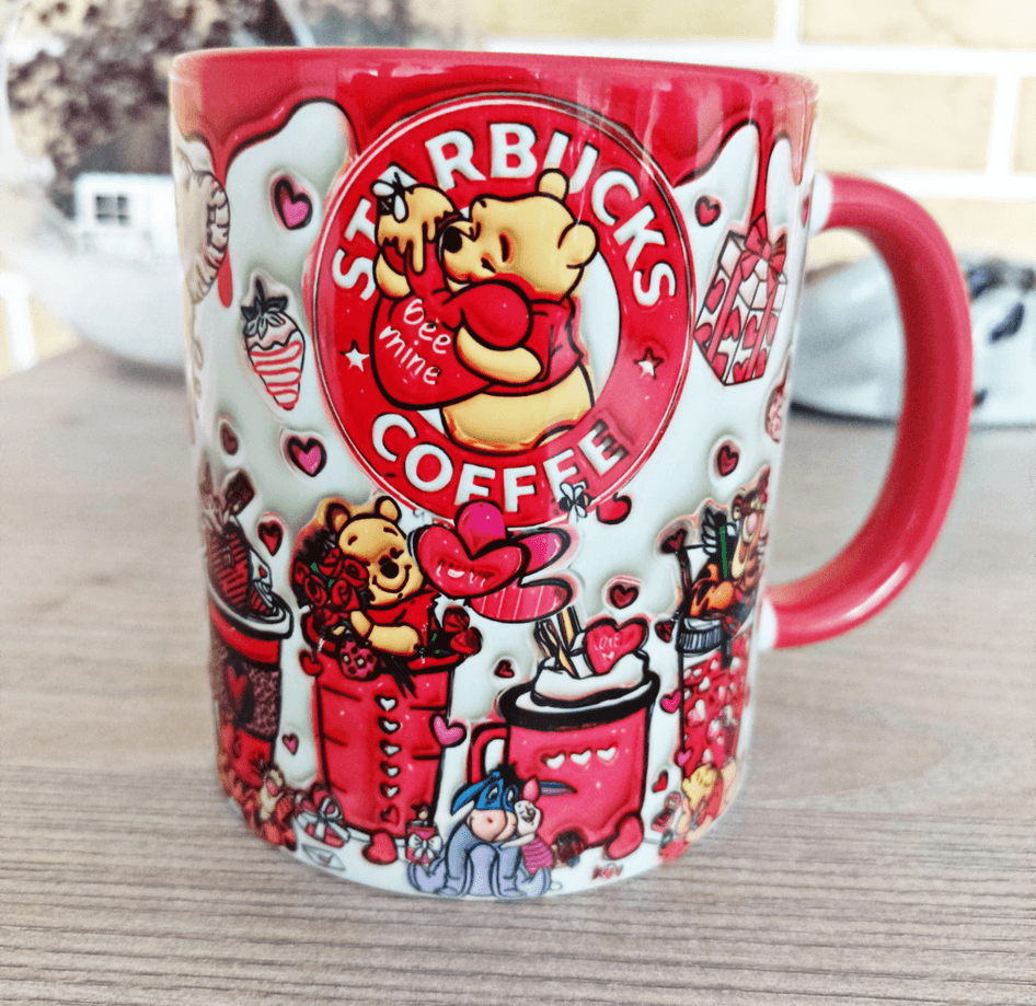 Winnie Baskı içi ve Kulpu Renkli Kupa