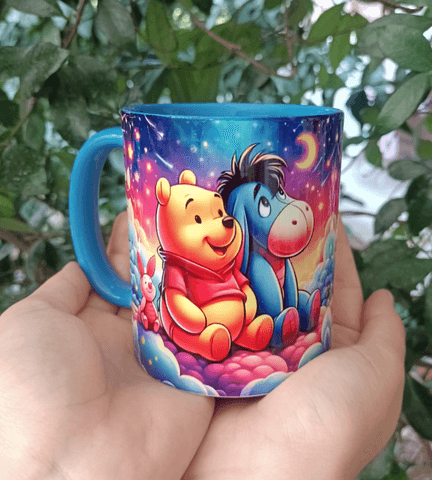 Winnie Baskı içi ve Kulpu Renkli Kupa