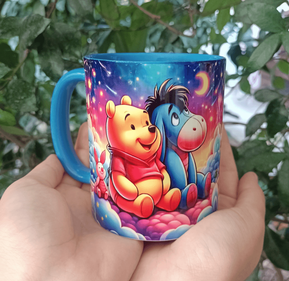 Winnie Baskı içi ve Kulpu Renkli Kupa