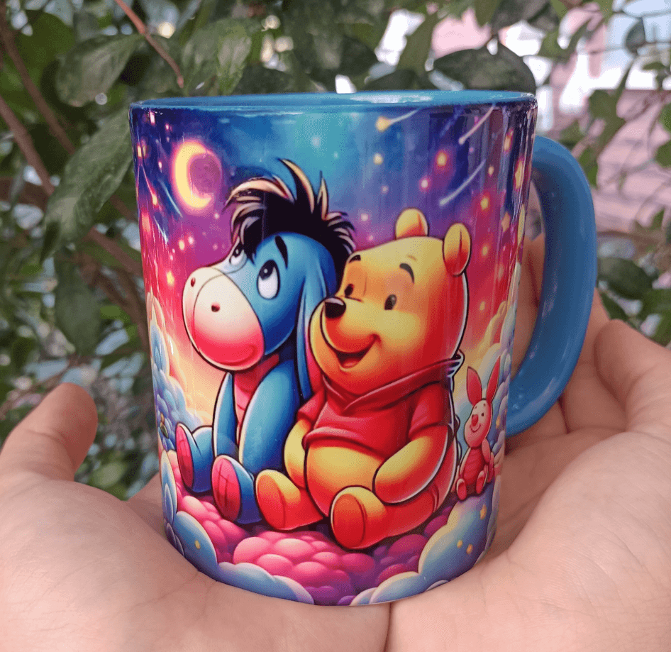 Winnie Baskı içi ve Kulpu Renkli Kupa
