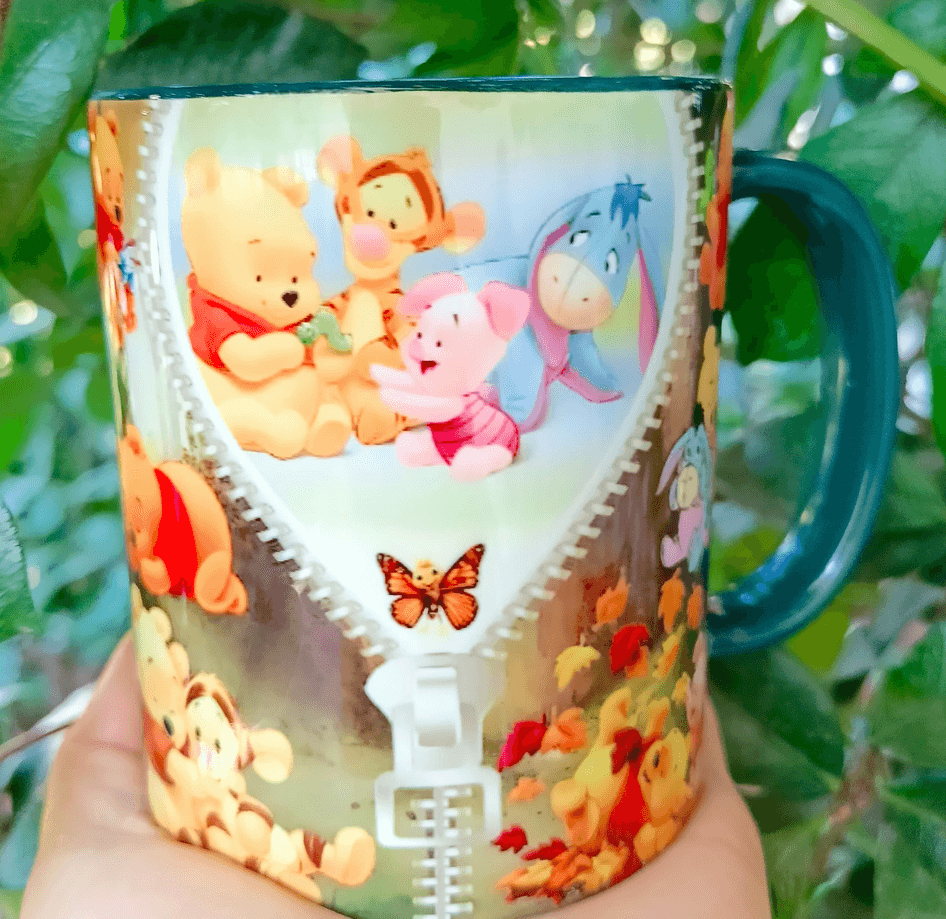 Winnie Baskı içi ve Kulpu Renkli Kupa