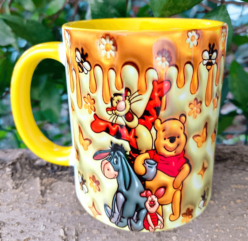 Winnie Baskı içi ve Kulpu Renkli Kupa