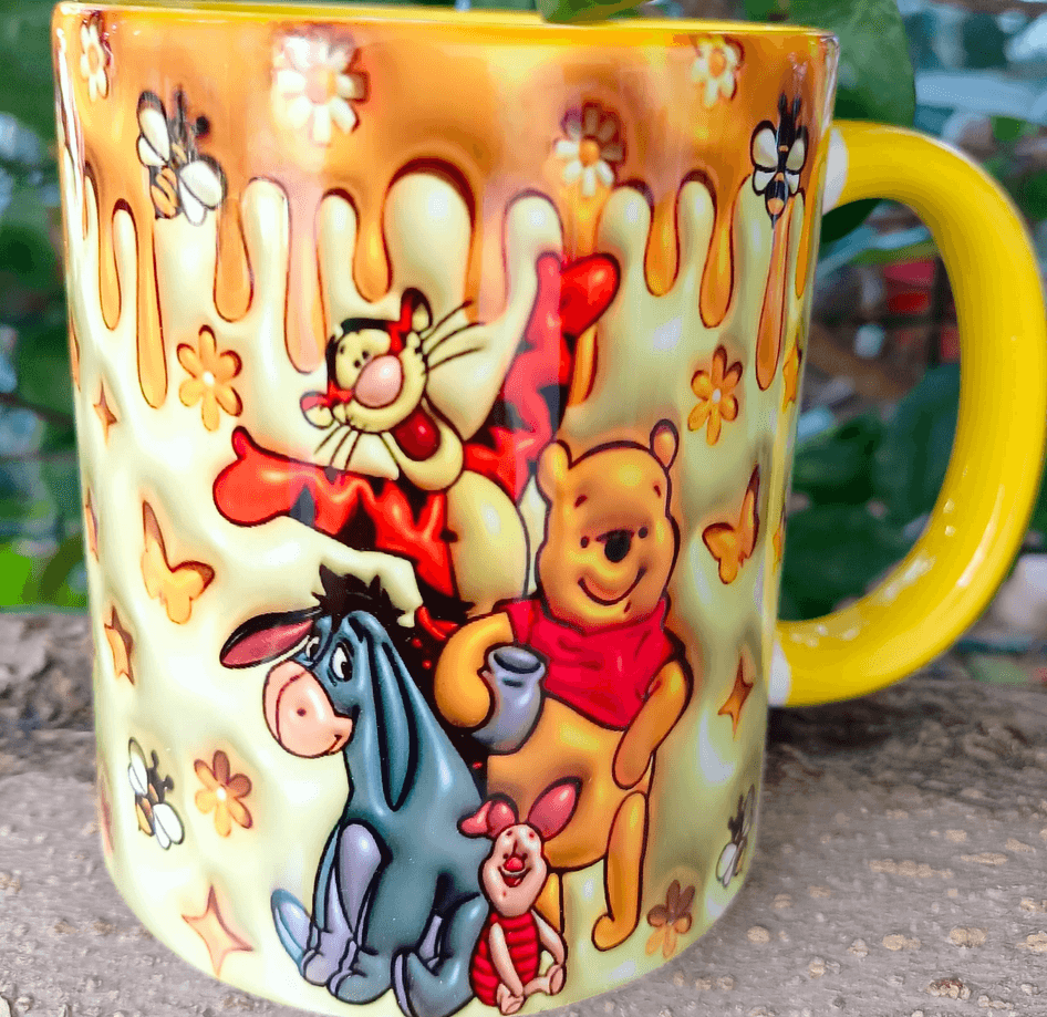 Winnie Baskı içi ve Kulpu Renkli Kupa
