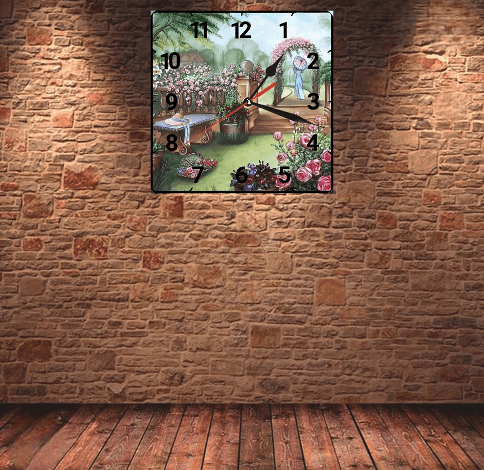 Çiçekli kapı vintage baskı metal hediyelim dekoratif kaliteli duvar saati