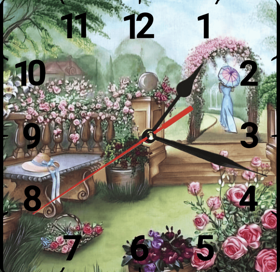 Çiçekli kapı vintage baskı metal hediyelim dekoratif kaliteli duvar saati