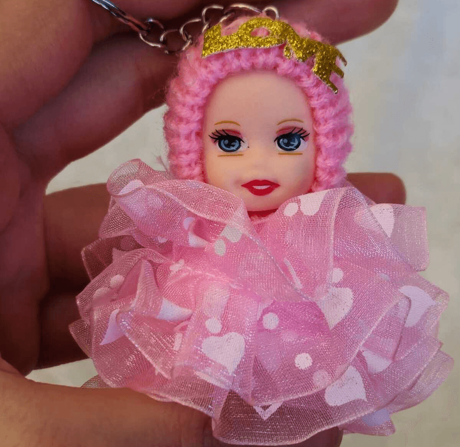 silikon tüllü pembe bebek lüks anahtarlık çanta aksesuar