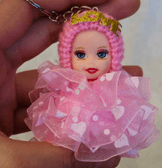 silikon tüllü pembe bebek lüks anahtarlık çanta aksesuar