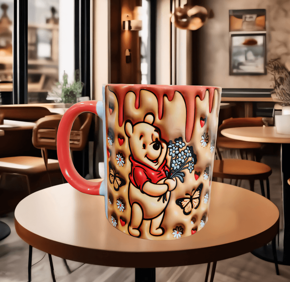 Winnie Baskı içi ve Kulpu Renkli Kupa