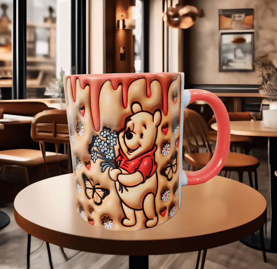 Winnie Baskı içi ve Kulpu Renkli Kupa