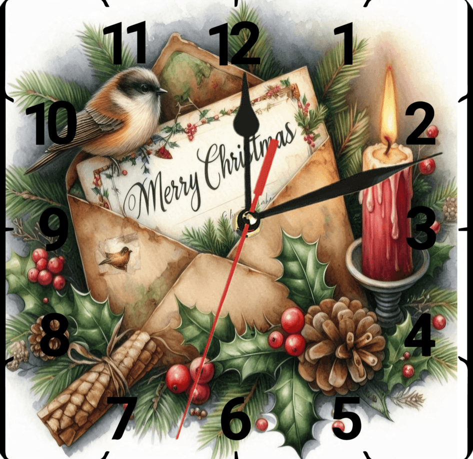 Noel christmas vintage baskı metal hediyelim dekoratif kaliteli duvar saati