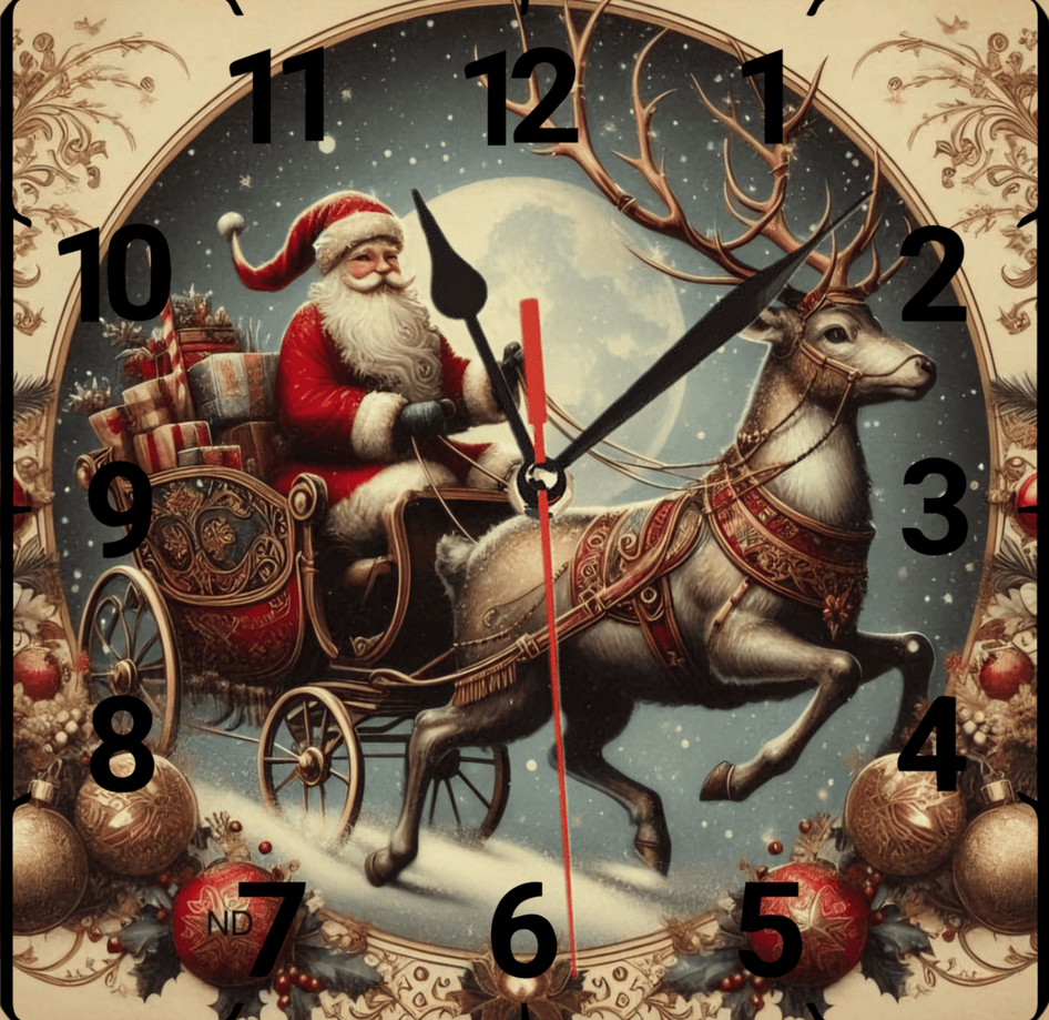 Noel baba christmas vintage baskı metal hediyelim dekoratif kaliteli duvar saati