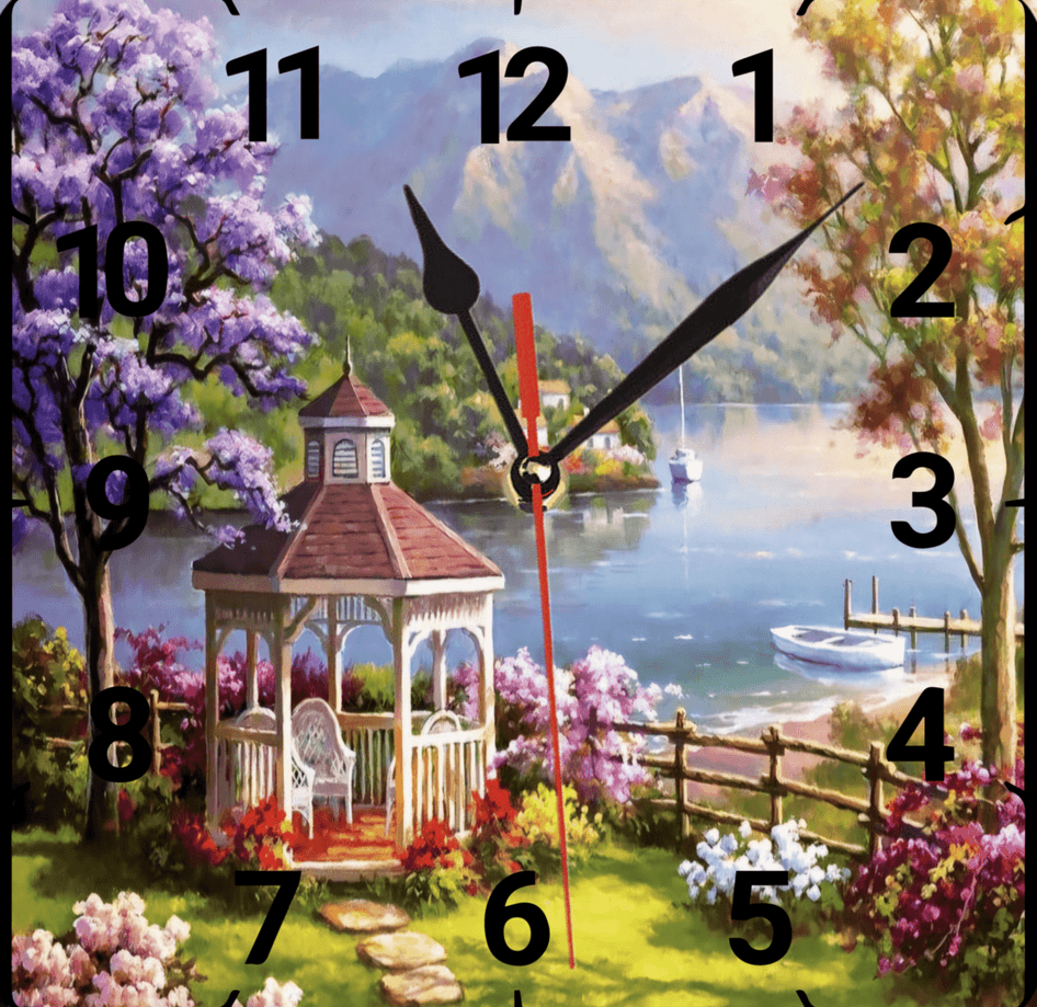 Kamelya vintage baskı metal hediyelim dekoratif kaliteli duvar saati