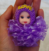 silikon tüllü mor bebek lüks anahtarlık çanta aksesuar