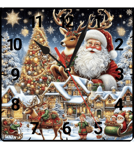 Noel baba christmas vintage baskı metal hediyelim dekoratif kaliteli duvar saati