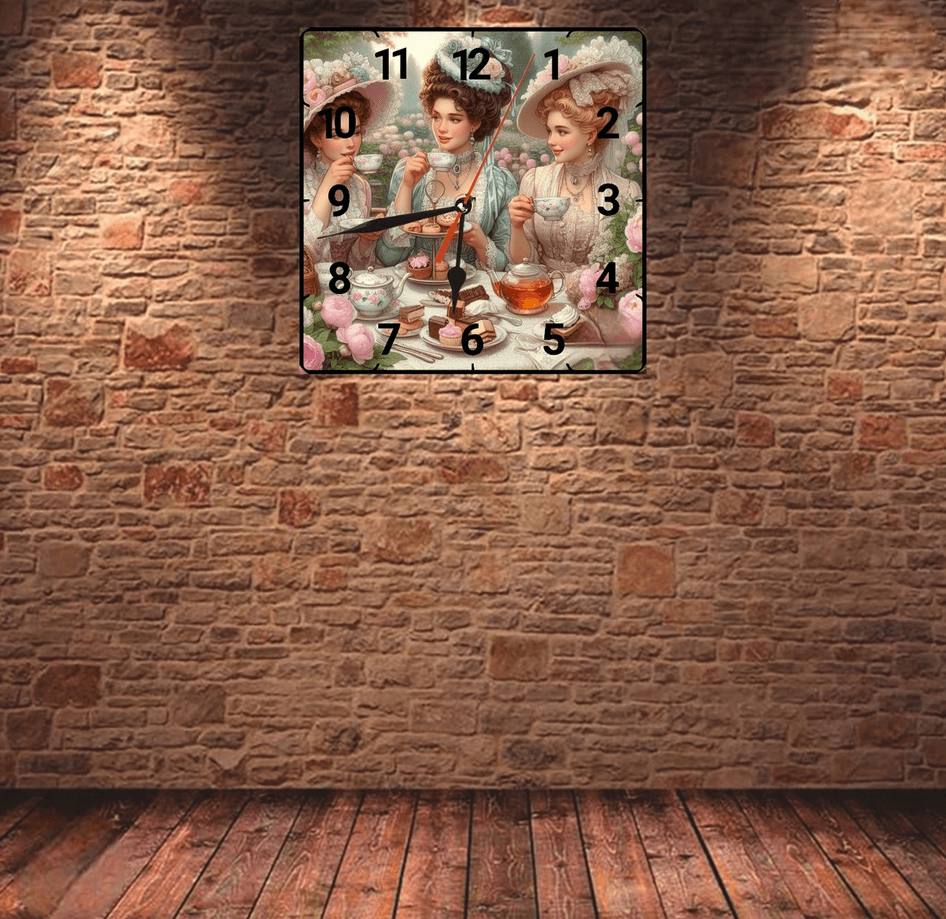 Çay keyfi vintage baskı metal hediyelim dekoratif kaliteli duvar saati