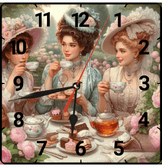 Çay keyfi vintage baskı metal hediyelim dekoratif kaliteli duvar saati