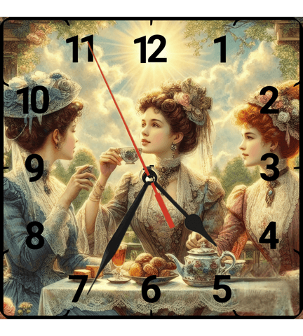 Çay keyfi vintage baskı metal hediyelim dekoratif kaliteli duvar saati