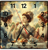 Çay keyfi vintage baskı metal hediyelim dekoratif kaliteli duvar saati