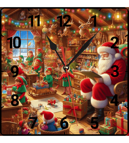 Noel baba christmas vintage baskı metal hediyelim dekoratif kaliteli duvar saati