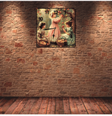 Elma bahçesi vintage baskı metal hediyelim dekoratif kaliteli duvar saati