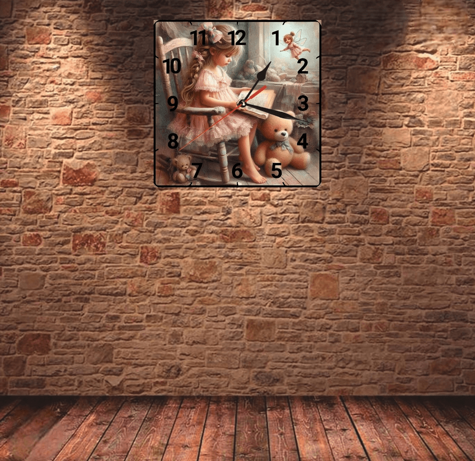 Sevimli peri vintage baskı metal hediyelim dekoratif kaliteli duvar saati