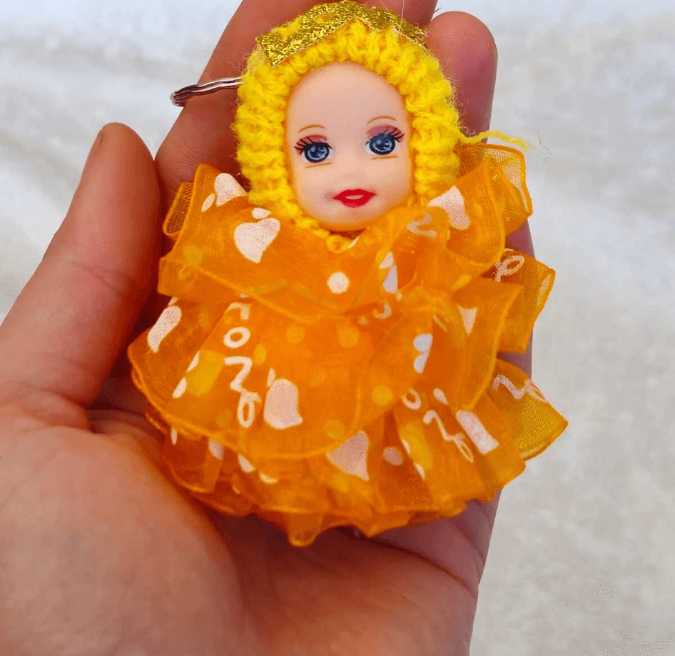 silikon tüllü turuncu bebek lüks anahtarlık çanta aksesuar