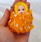 silikon tüllü turuncu bebek lüks anahtarlık çanta aksesuar