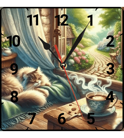 Kahve ve kedi vintage baskı metal hediyelim dekoratif kaliteli duvar saati
