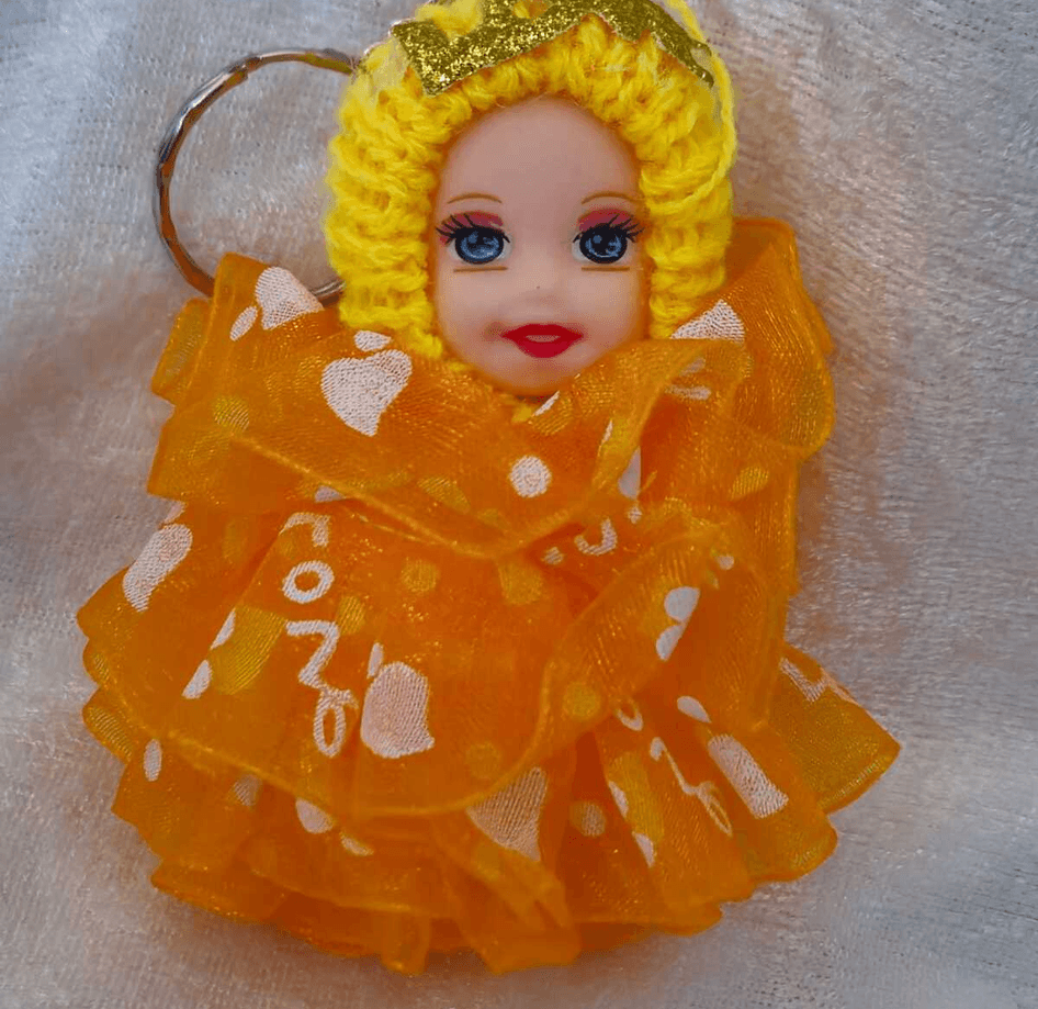 silikon tüllü turuncu bebek lüks anahtarlık çanta aksesuar