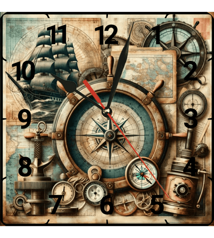 Pusula vintage baskı metal hediyelim dekoratif kaliteli duvar saati