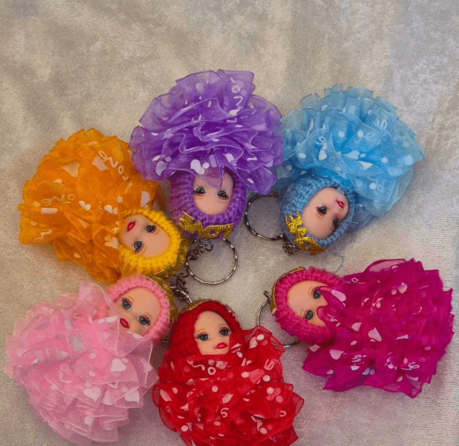 silikon tüllü turuncu bebek lüks anahtarlık çanta aksesuar