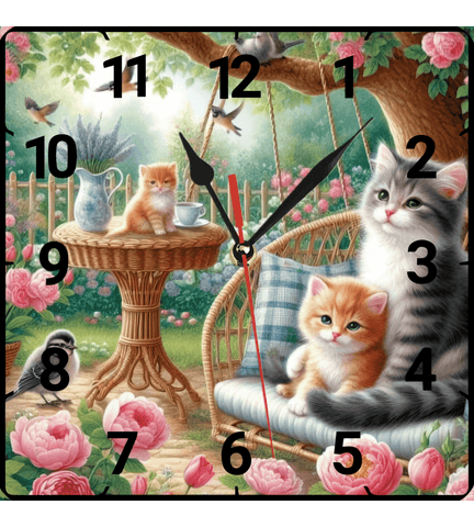 Kedi vintage baskı metal hediyelim dekoratif kaliteli duvar saati