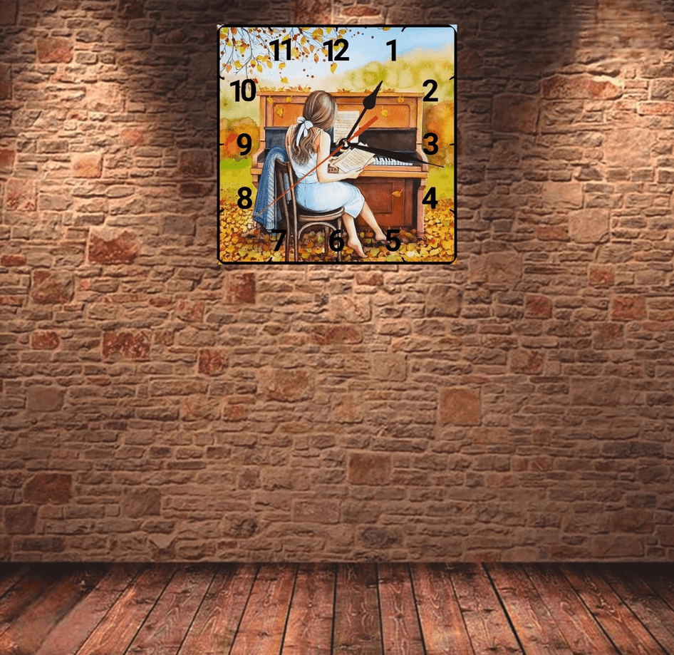 Piyano vintage baskı metal hediyelim dekoratif kaliteli duvar saati