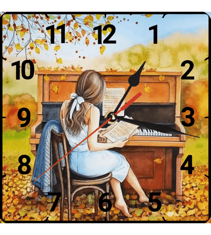 Piyano vintage baskı metal hediyelim dekoratif kaliteli duvar saati