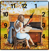 Piyano vintage baskı metal hediyelim dekoratif kaliteli duvar saati