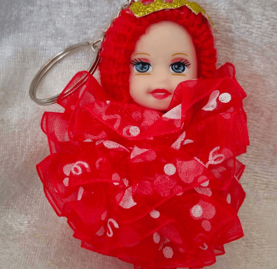 silikon tüllü kırmızı bebek lüks anahtarlık çanta aksesuar