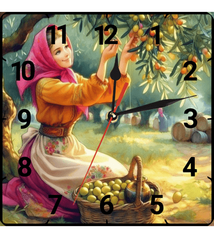 Zeytin vintage baskı metal hediyelim dekoratif kaliteli duvar saati