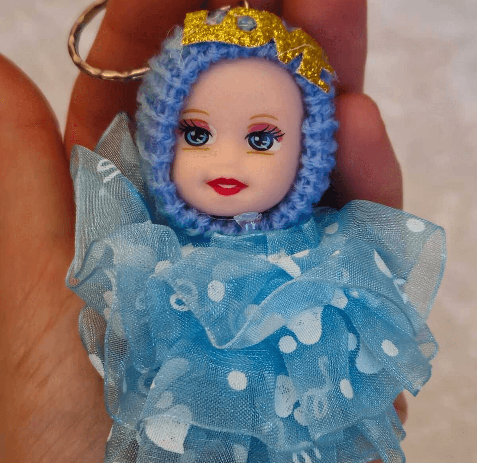 silikon mavi tüllü bebek lüks anahtarlık çanta aksesuar