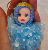 silikon mavi tüllü bebek lüks anahtarlık çanta aksesuar