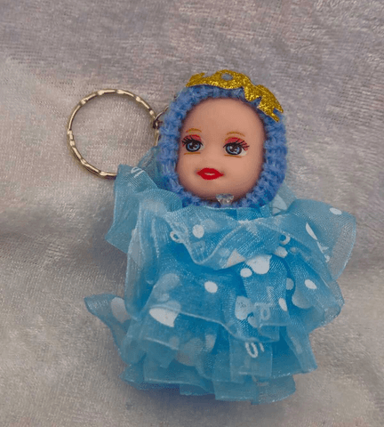 silikon mavi tüllü bebek lüks anahtarlık çanta aksesuar