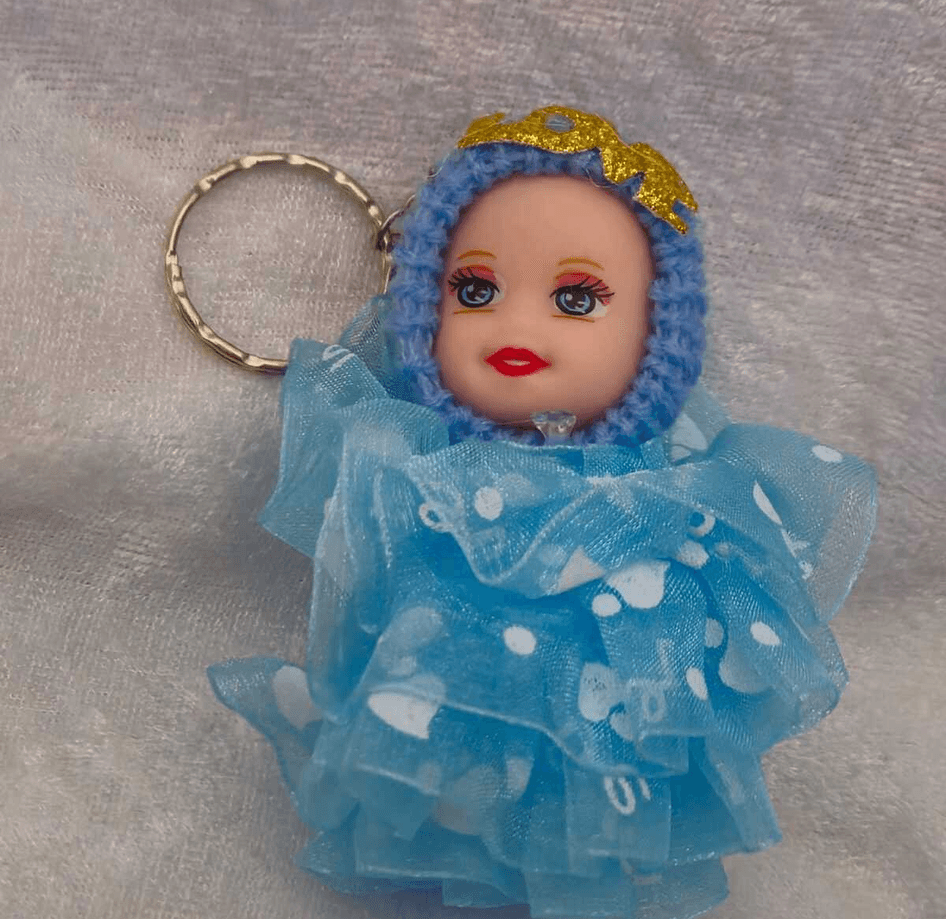 silikon mavi tüllü bebek lüks anahtarlık çanta aksesuar