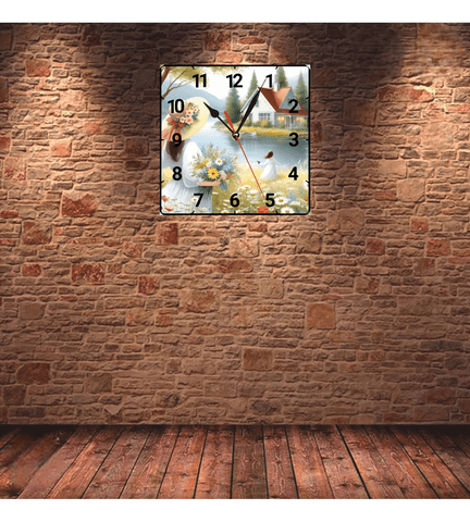 Göl evi vintage baskı metal hediyelim dekoratif kaliteli duvar saati