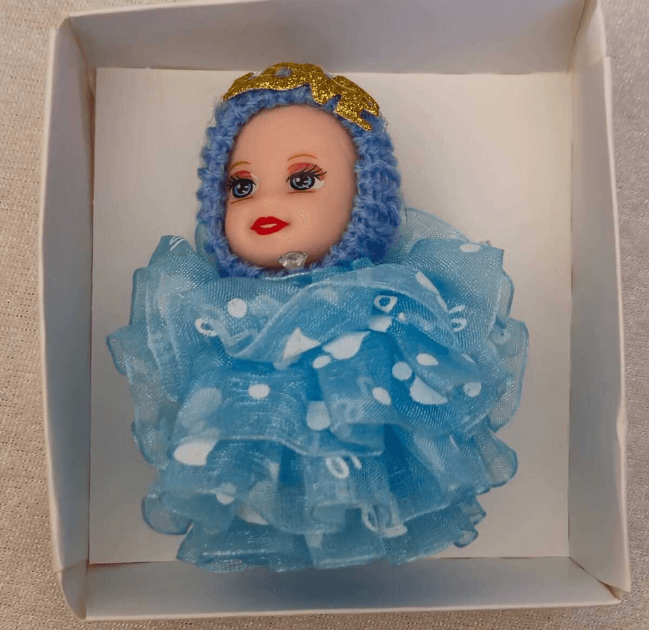 silikon mavi tüllü bebek lüks anahtarlık çanta aksesuar